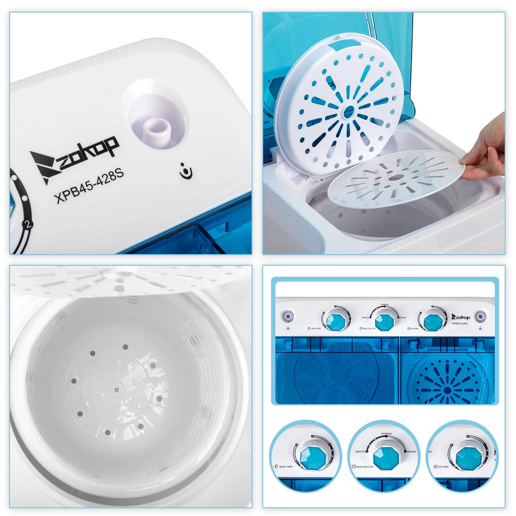 20LBS Portable Compact Twin Tub Washing Machine Washer Dryer, Blue Y7947