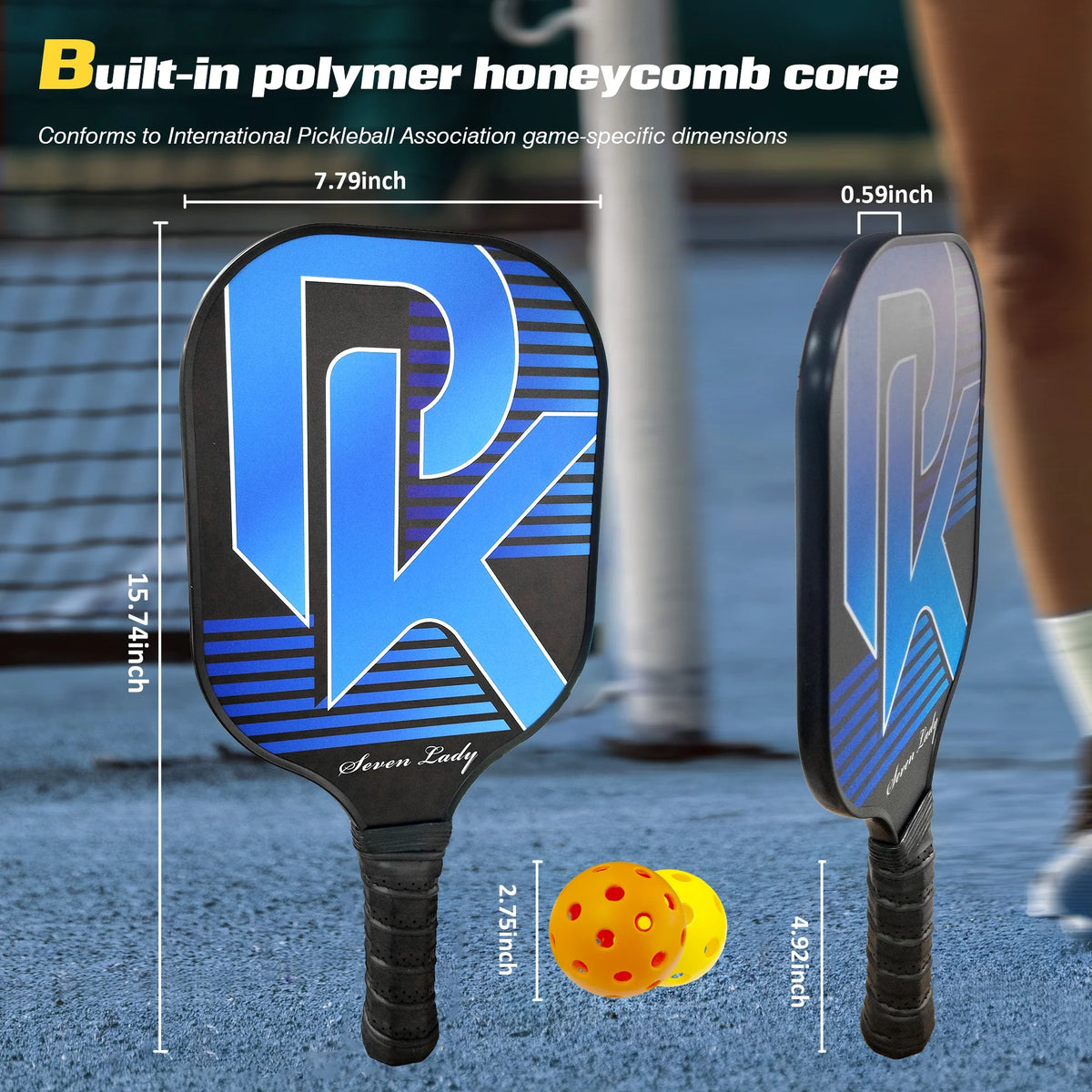 Pickleball Paddles Graphite Fiber Set with 4 Balls and Backpack K945
