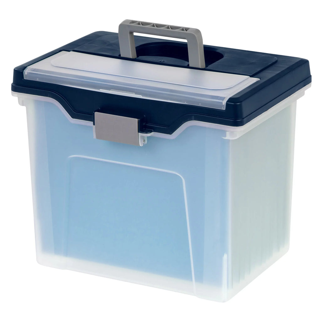 Large Mobile File Box Letter Size Clear Blue V758