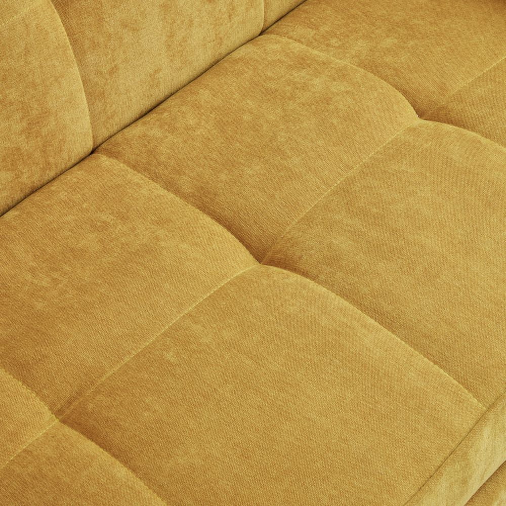Yellow Chenille Fabric Pull-Out Sofa Bed Q345652