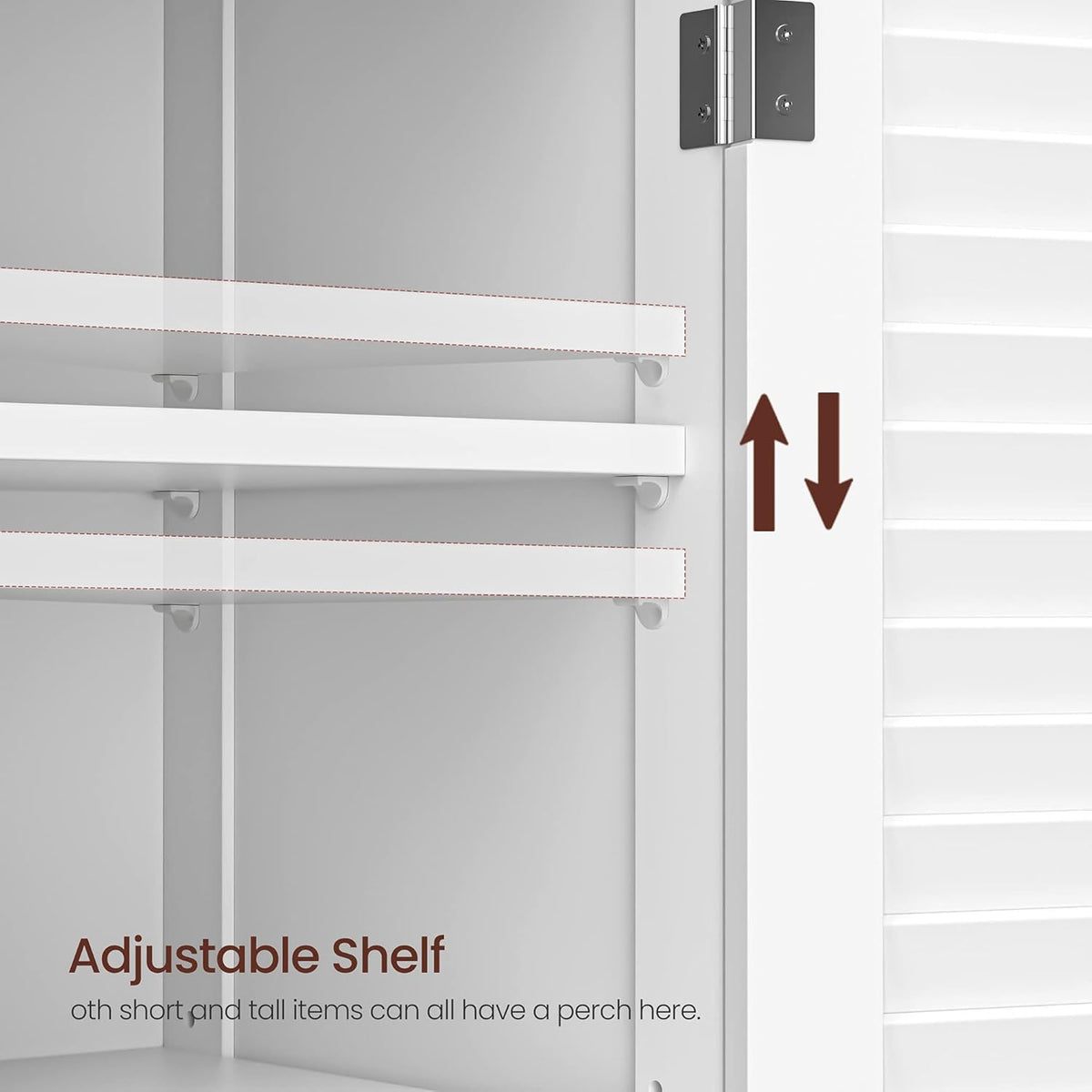 White Bathroom Storage Cabinet with Double Shutter Doors and Adjustable Shelf Q721020