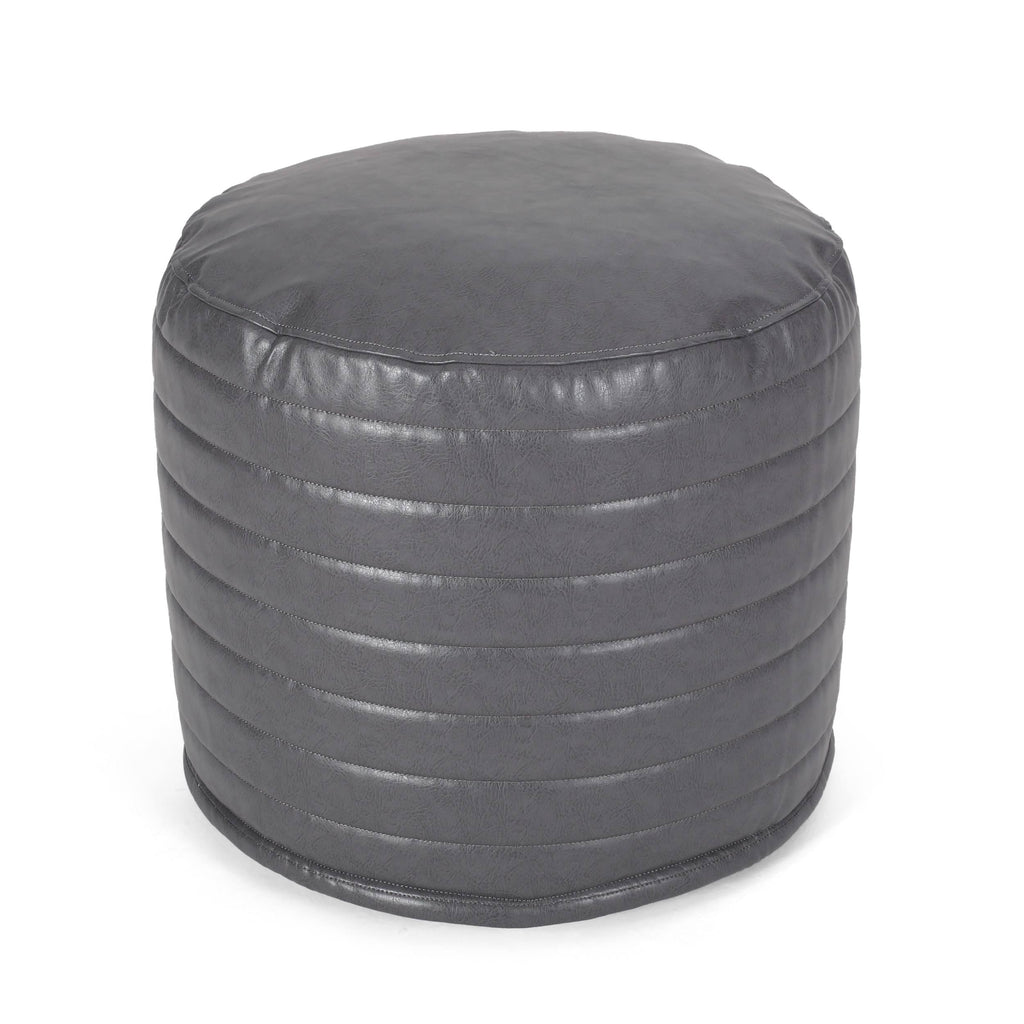 Caramel Faux Leather Cube Pouf O34604