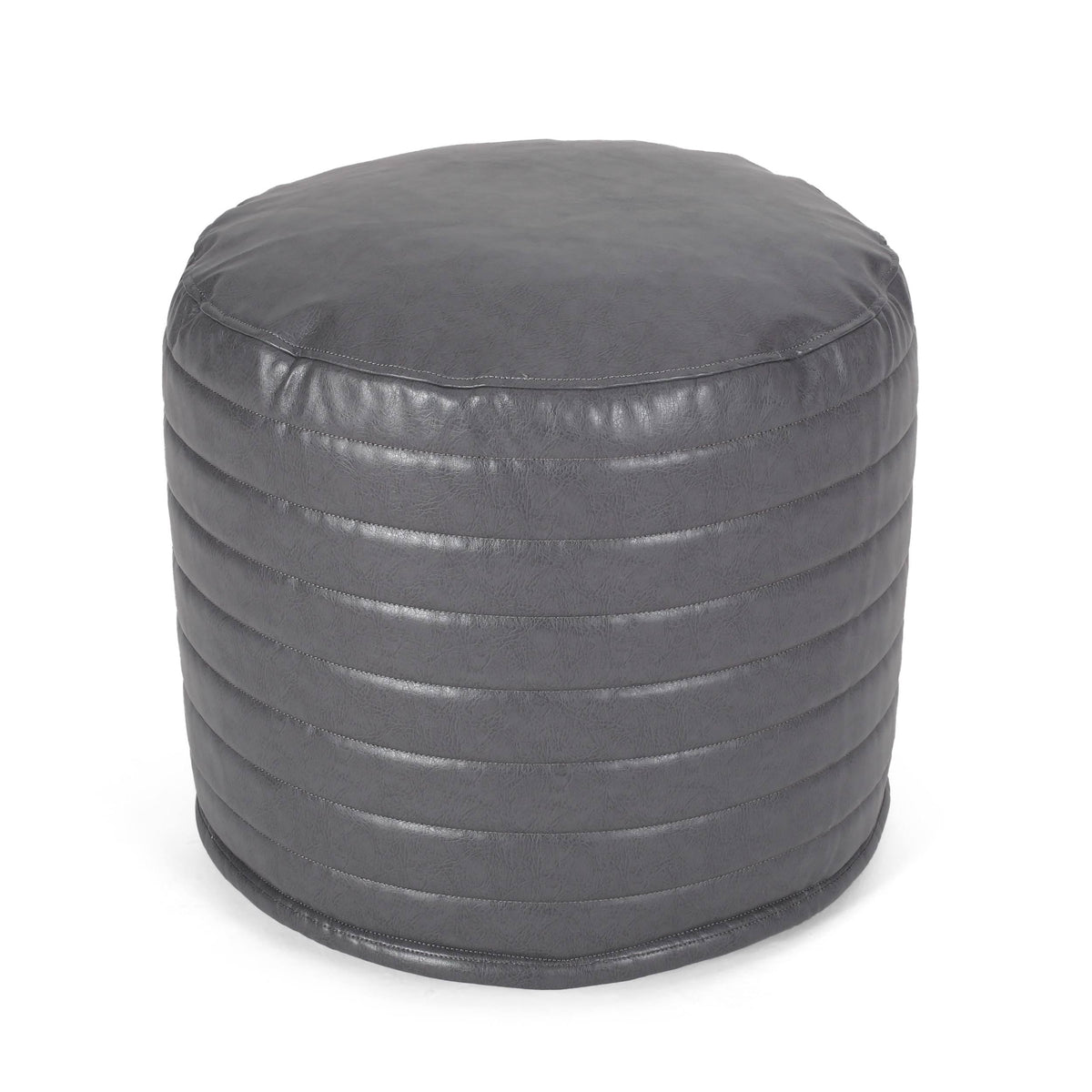 Caramel Faux Leather Cube Pouf O34604