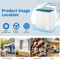 20LBS Portable Compact Twin Tub Washing Machine Washer Dryer, Blue Y7947