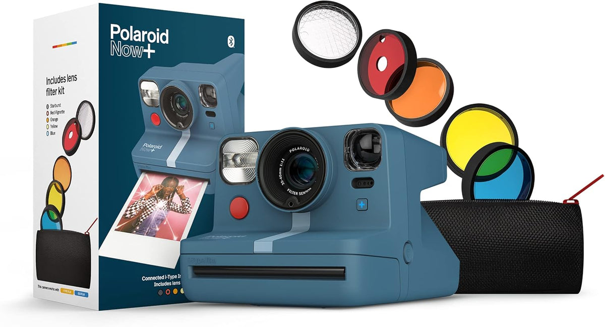 White Bluetooth I-Type Instant Film Camera with Lens Filter Set B456570