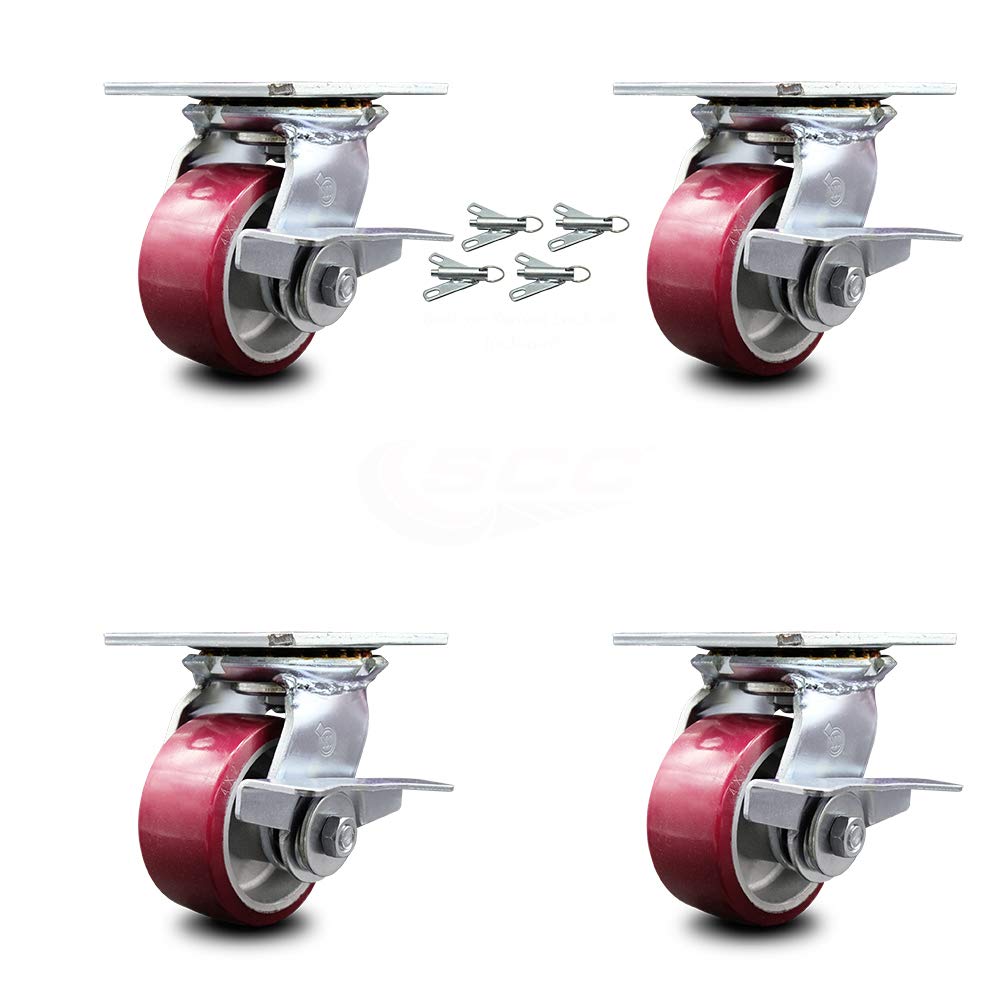 4 x 2 Maroon Wheels Swivel Caster Set 4 N5651