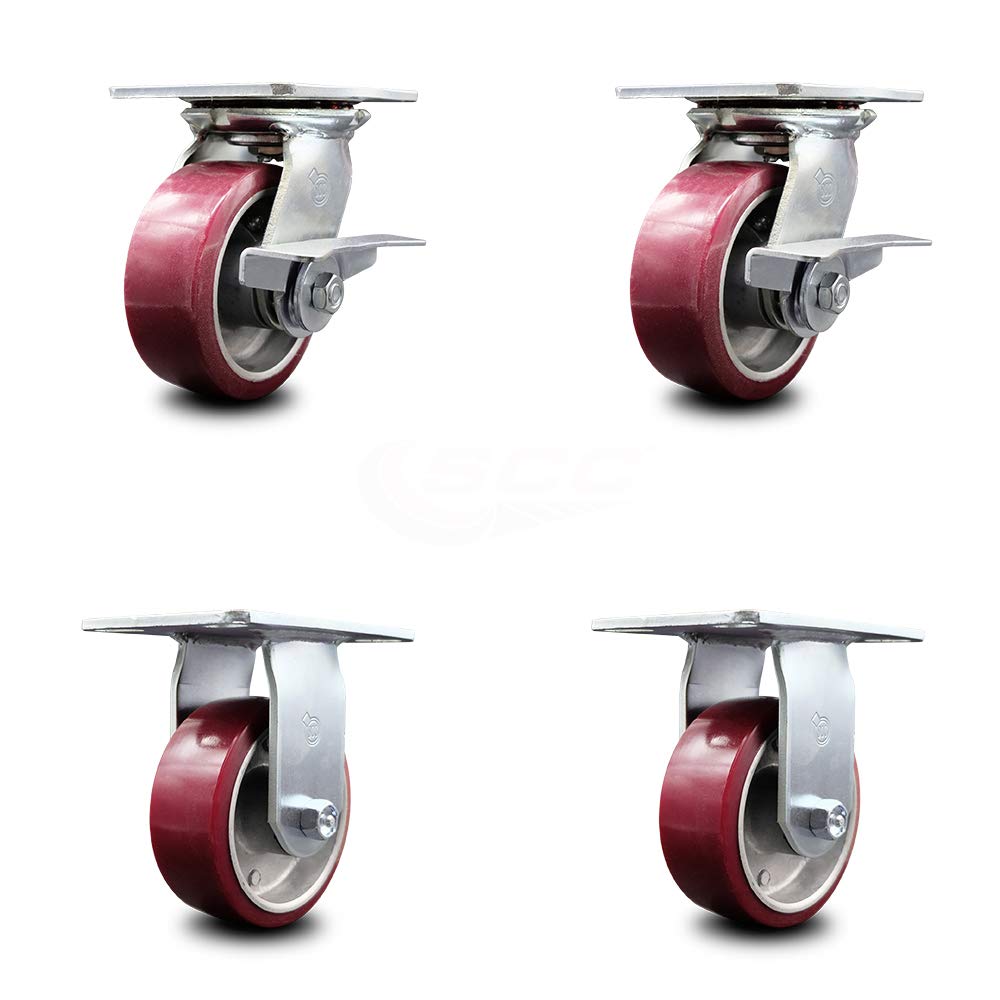 4 x 2 Maroon Wheels Swivel Caster Set 4 N5651