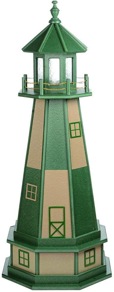 Decorative Lighthouse with Base Wood Turf Green Weatherwood F980820