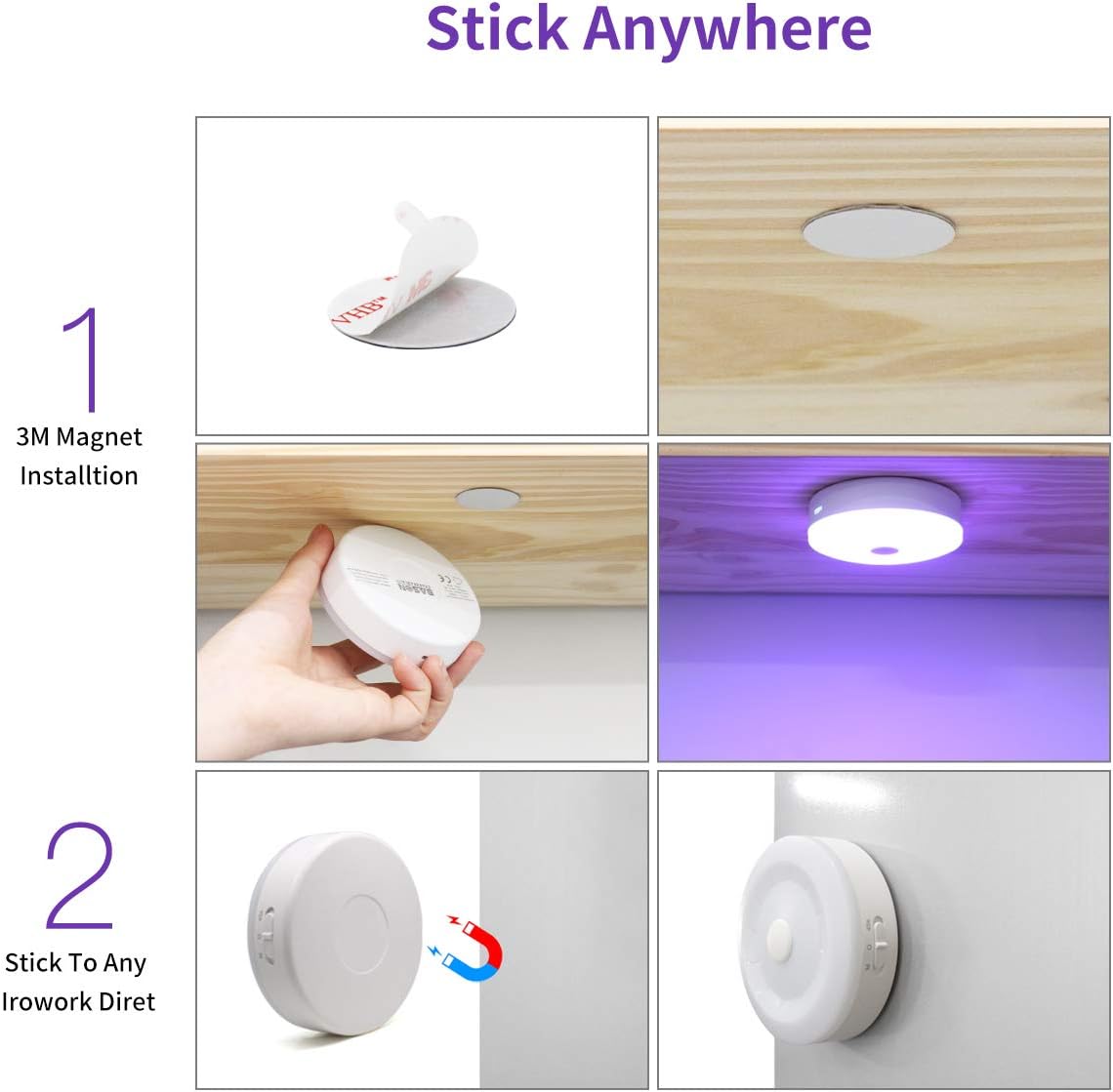 RGB Wireless Rechargeable Puck Lights 3 Pack W28079