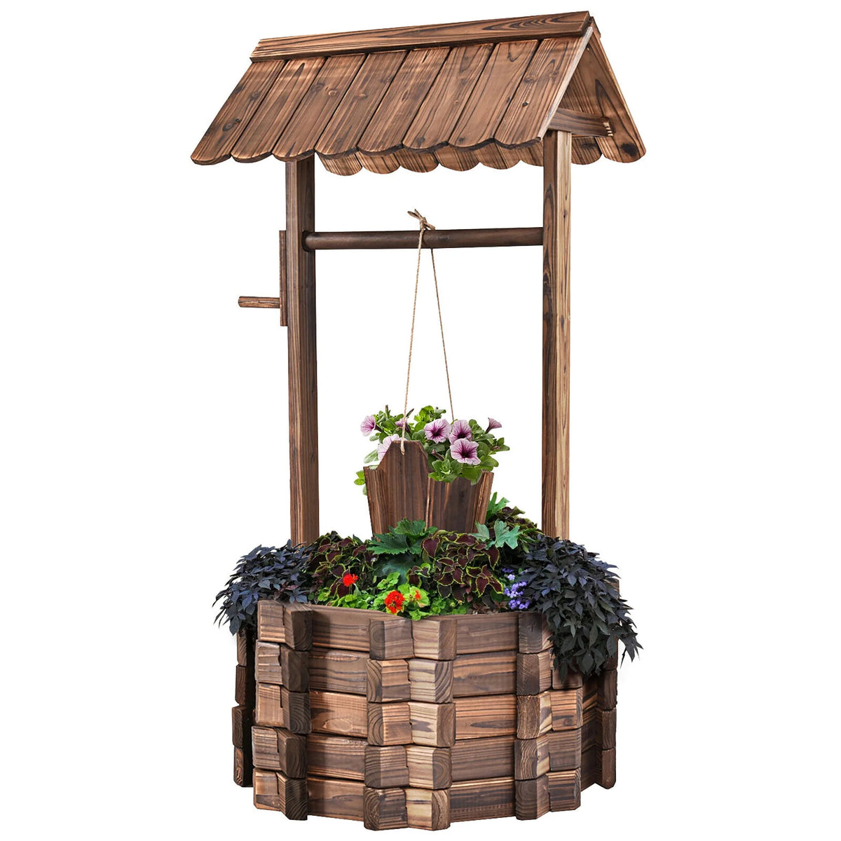 Wooden Wishing Well Planter G66421