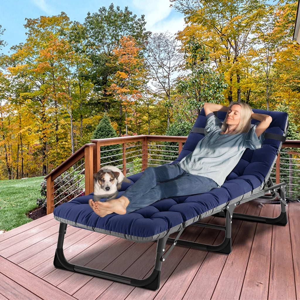 Adjustable 4-Position Folding Camping Cot with Pillow V7098