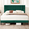 White Upholstered Full Size Bed Frame with High Headboard T47427