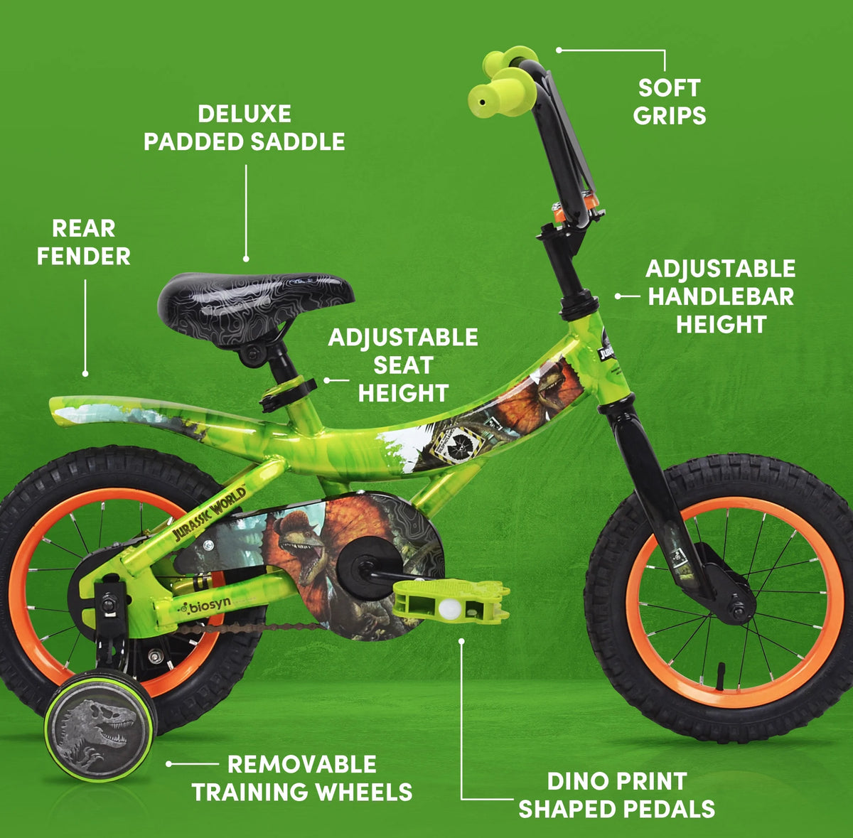 Green and Orange 12-inch Boy's Bicycle with Training Wheel I62798