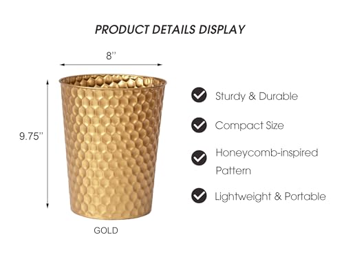 Small Gold Metal Trash Can B70802
