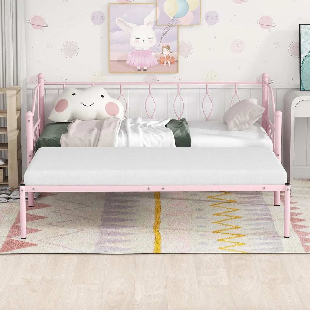 Twin Size Metal Daybed with Trundle J8411
