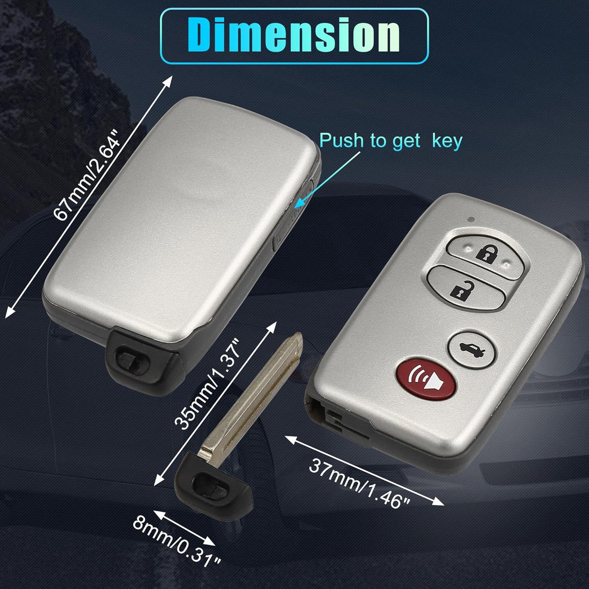 Replacement Keyless Entry Remote Car Key Fob 4 Buttons U570
