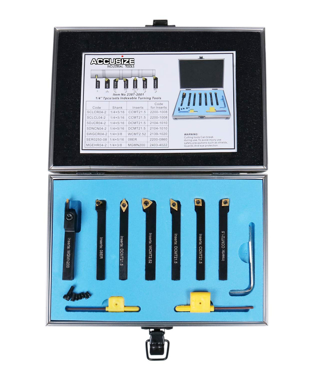 1/4'' Shank 7 Pc Indexable Carbide Turning Tool Set M915595