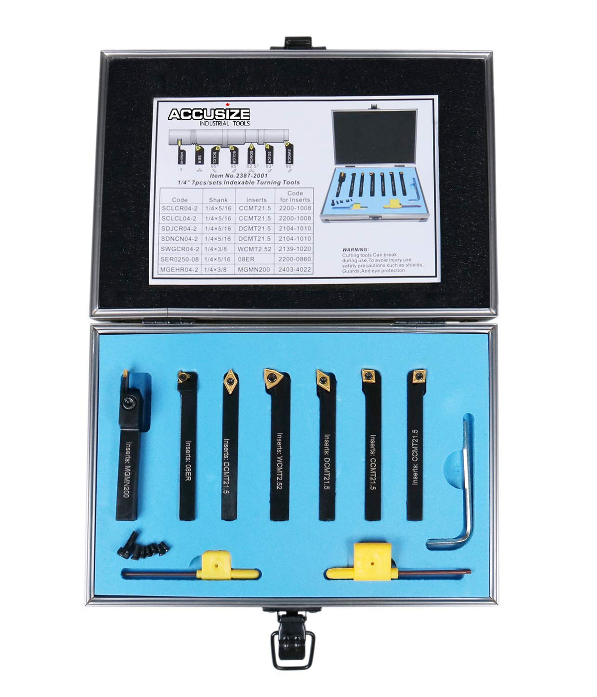 1/4'' Shank 7 Pc Indexable Carbide Turning Tool Set M915595