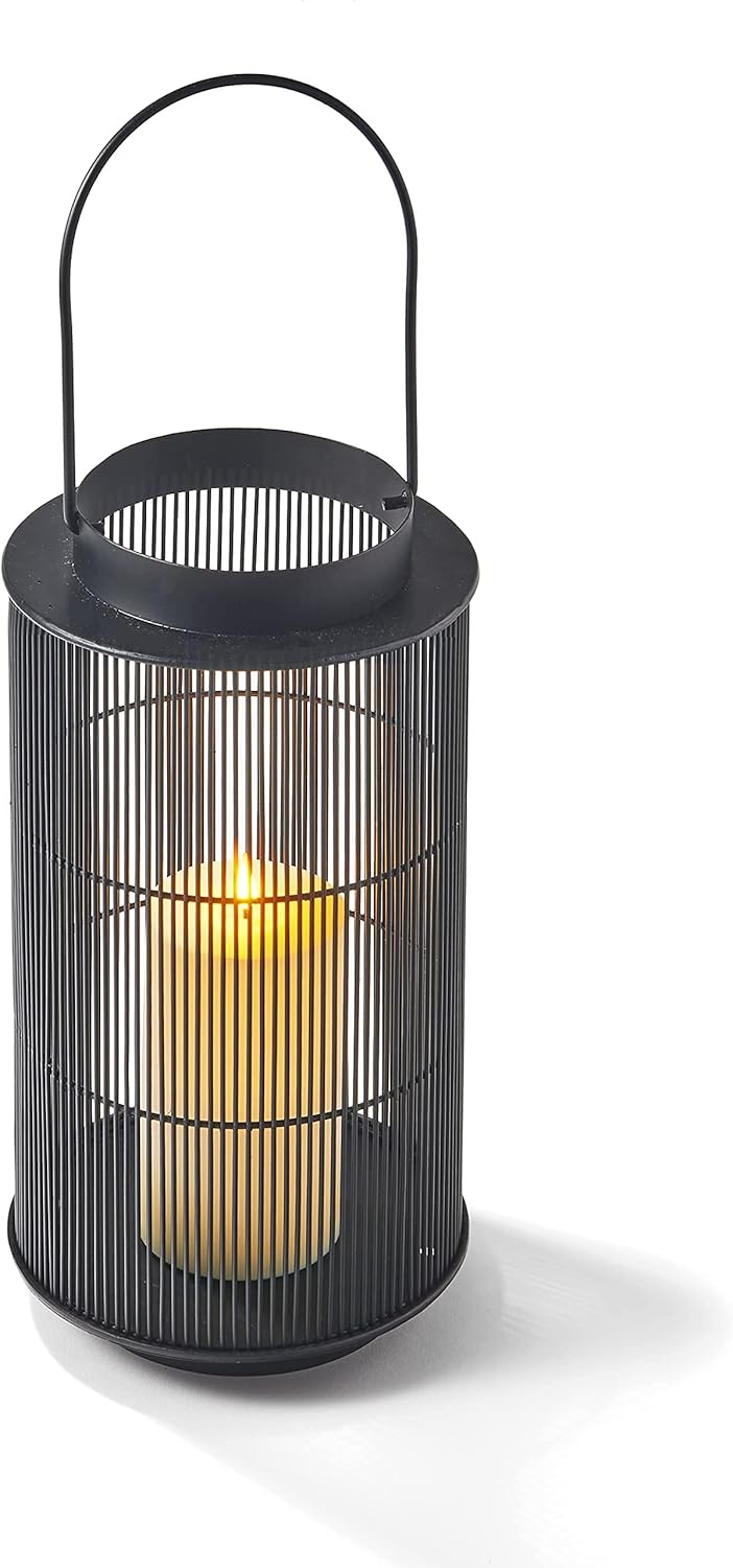 Black 12 Inch Flameless Candle Lantern U424