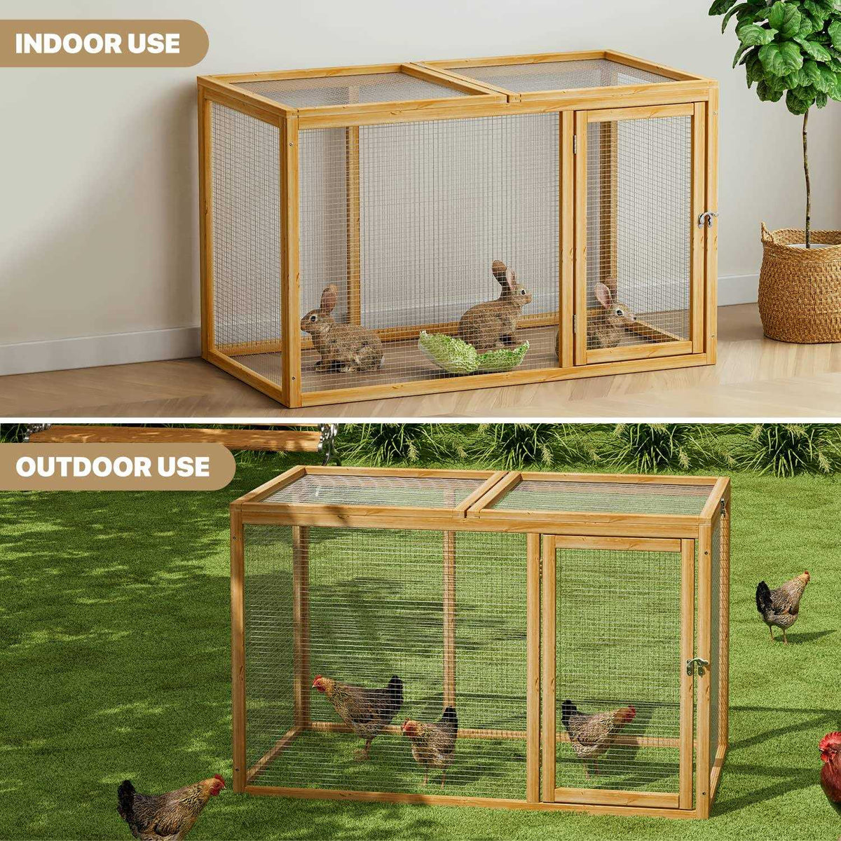 Chicken Cage Rabbit Hutch Bunny Pen with Openable Roof S5129