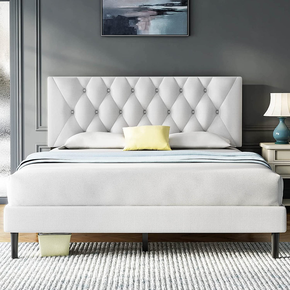 Twin Size Platform Bed Frame with Adjustable Headboard L929
