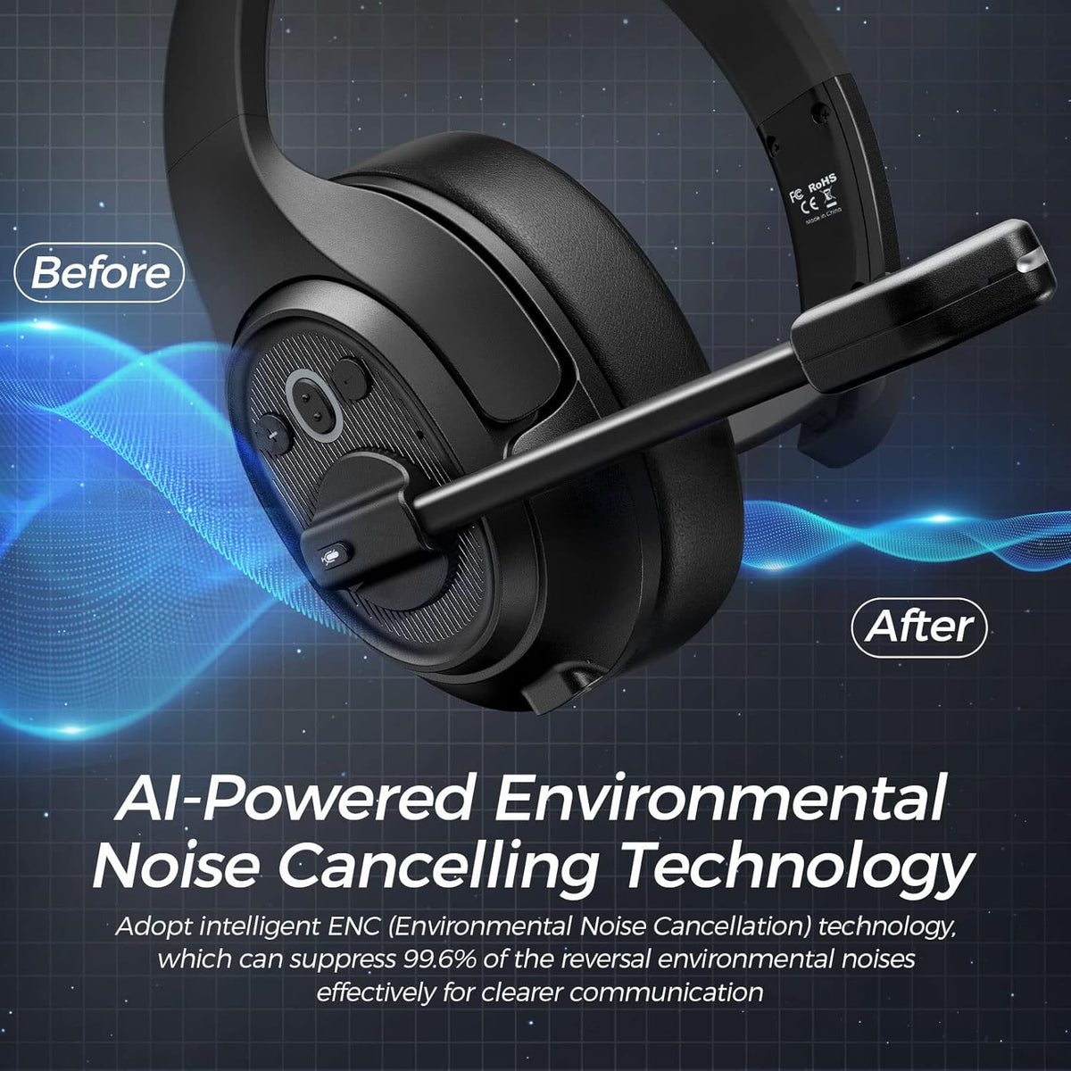 Bluetooth Headset with Microphone Wireless Headphone V690471