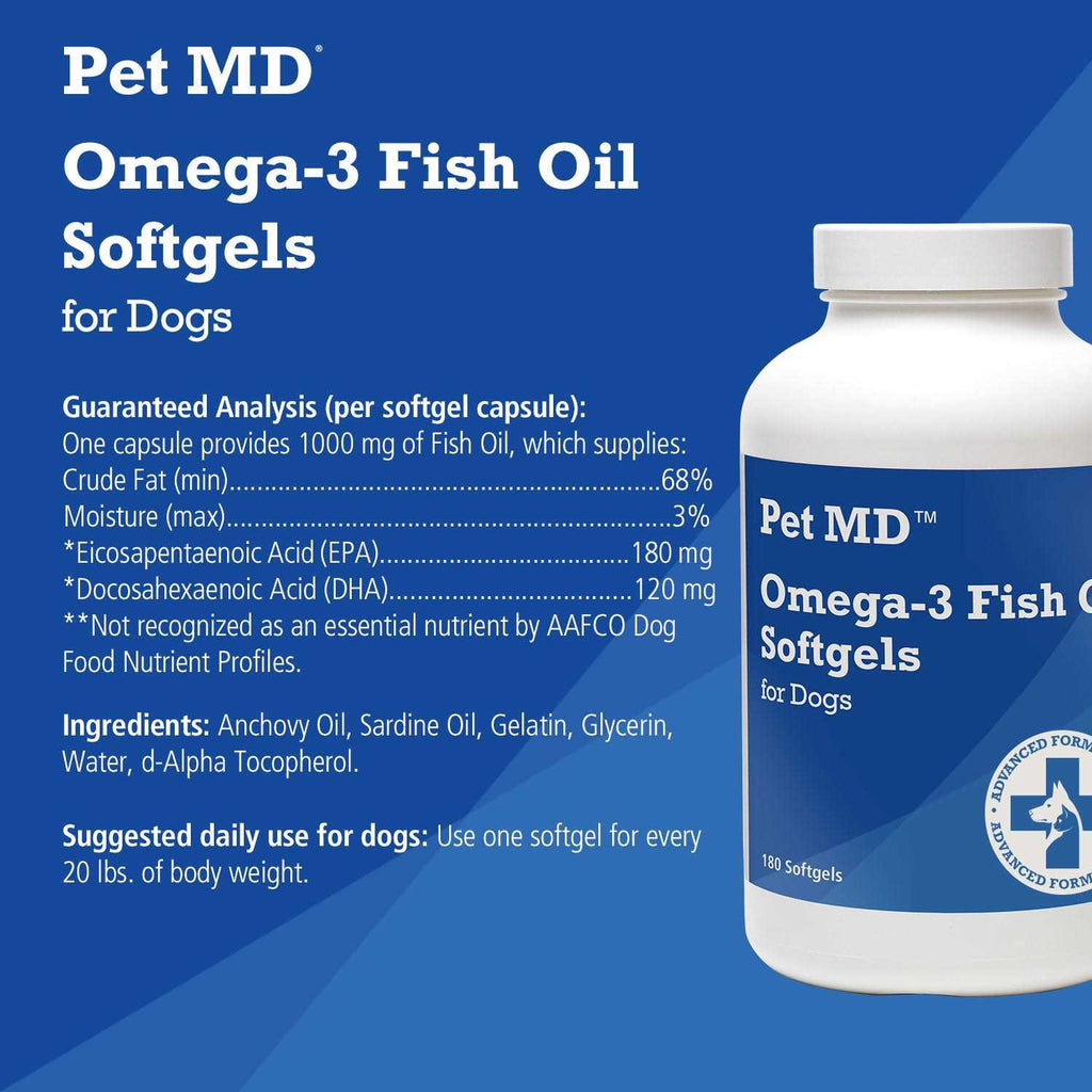 Omega-3 Fish Oil Softgels for Dogs 180 Count W4127