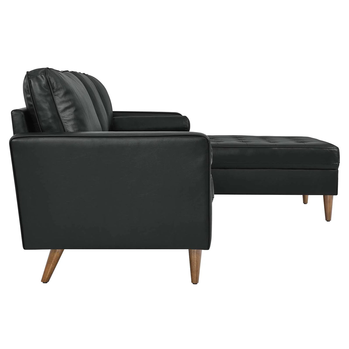 Black Leather Sectional Sofa S9736