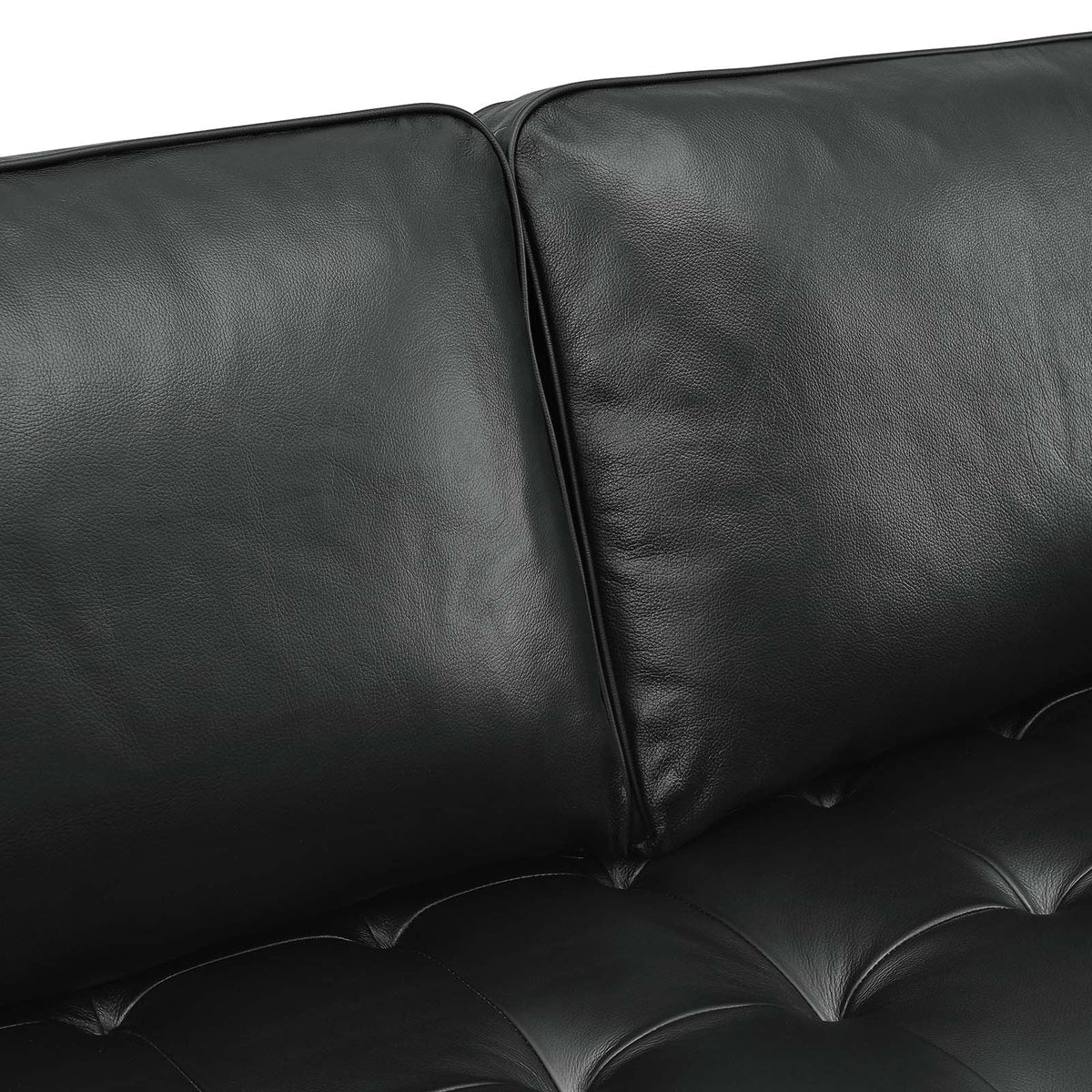 Black Leather Sectional Sofa S9736