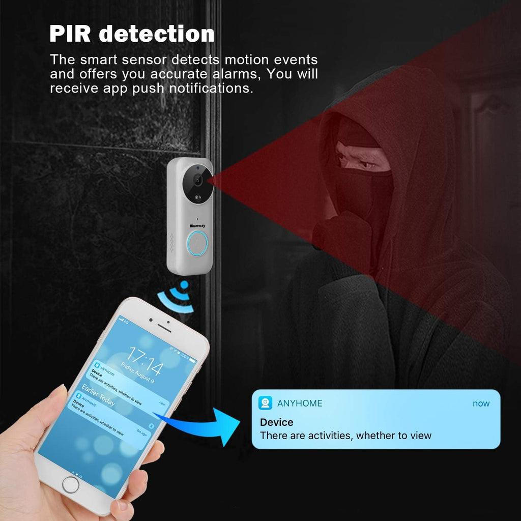 Wireless Video Doorbell Camera with Motion Detector, 1080P, Night Vision G667025