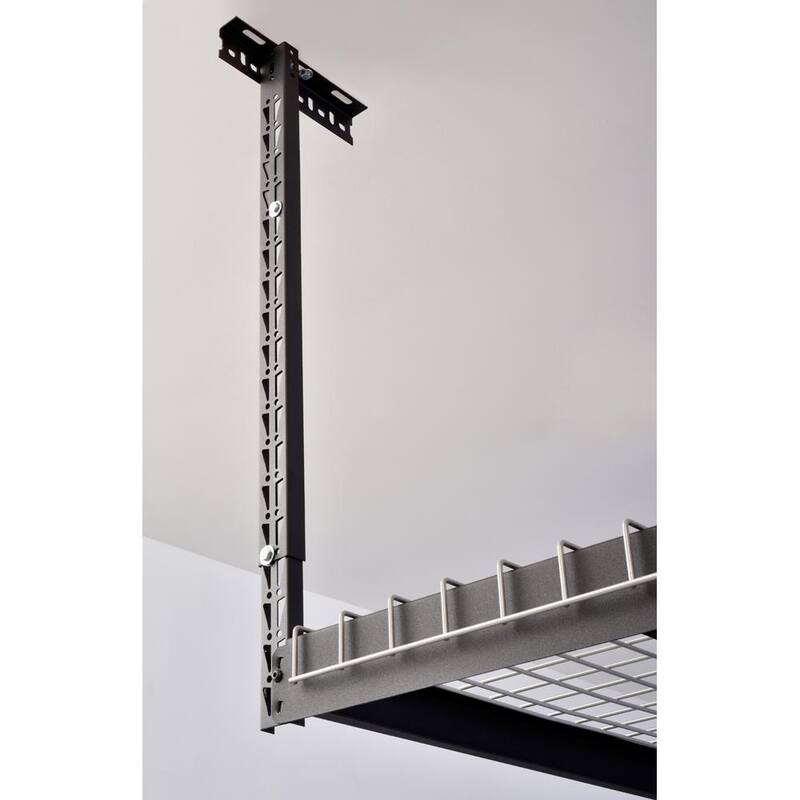 Adjustable Height Garage Overhead Ceiling Storage Rack in Black P639993