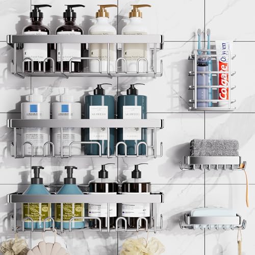 Black Adhesive Shower Caddy 6-Pack G689