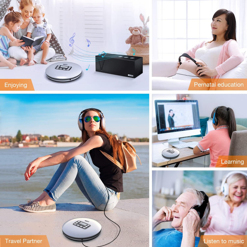 Portable CD Player with Bluetooth and Stereo Headphone U3675