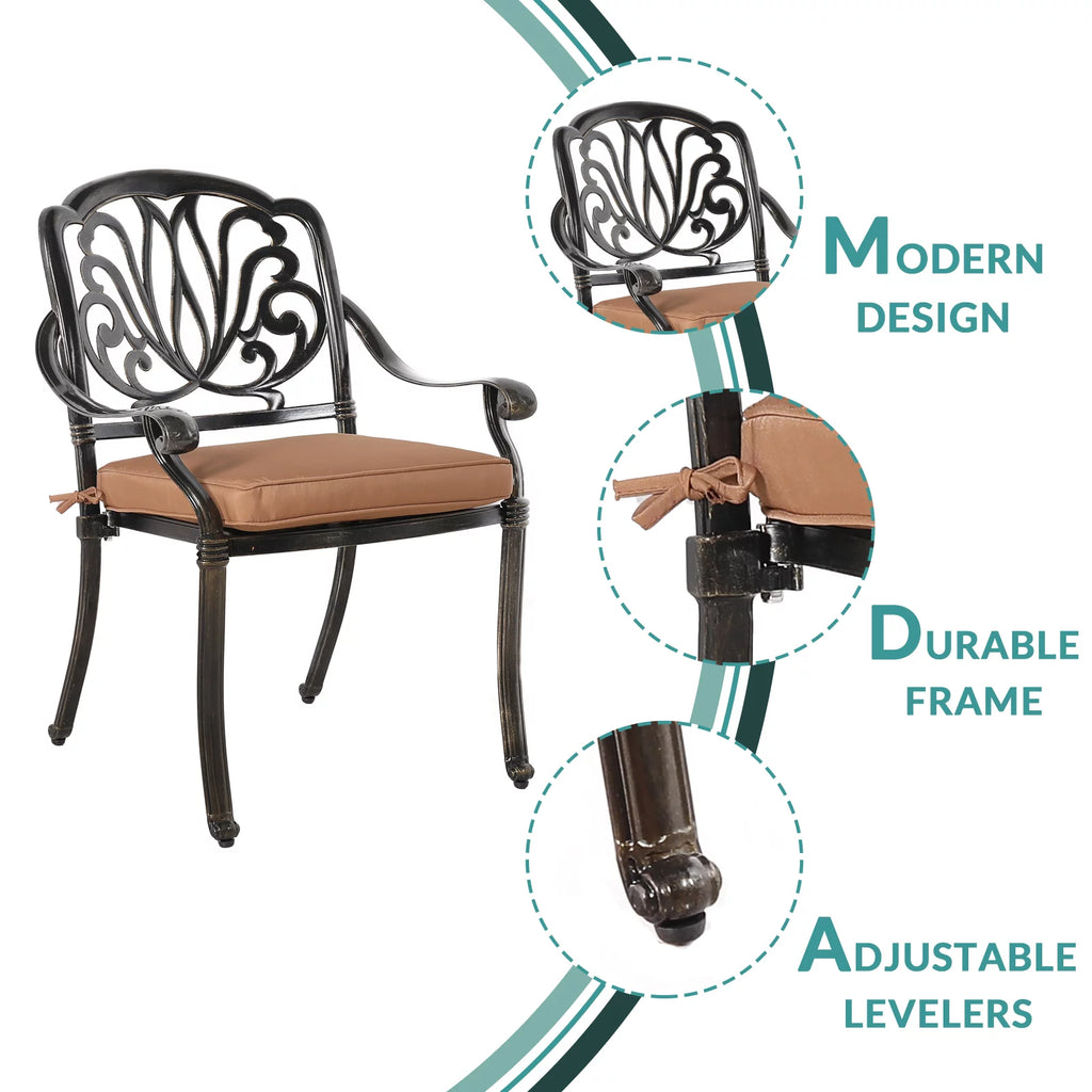 7 Piece Cast Aluminum Outdoor Dining Set with Cushioned Chairs Y11538