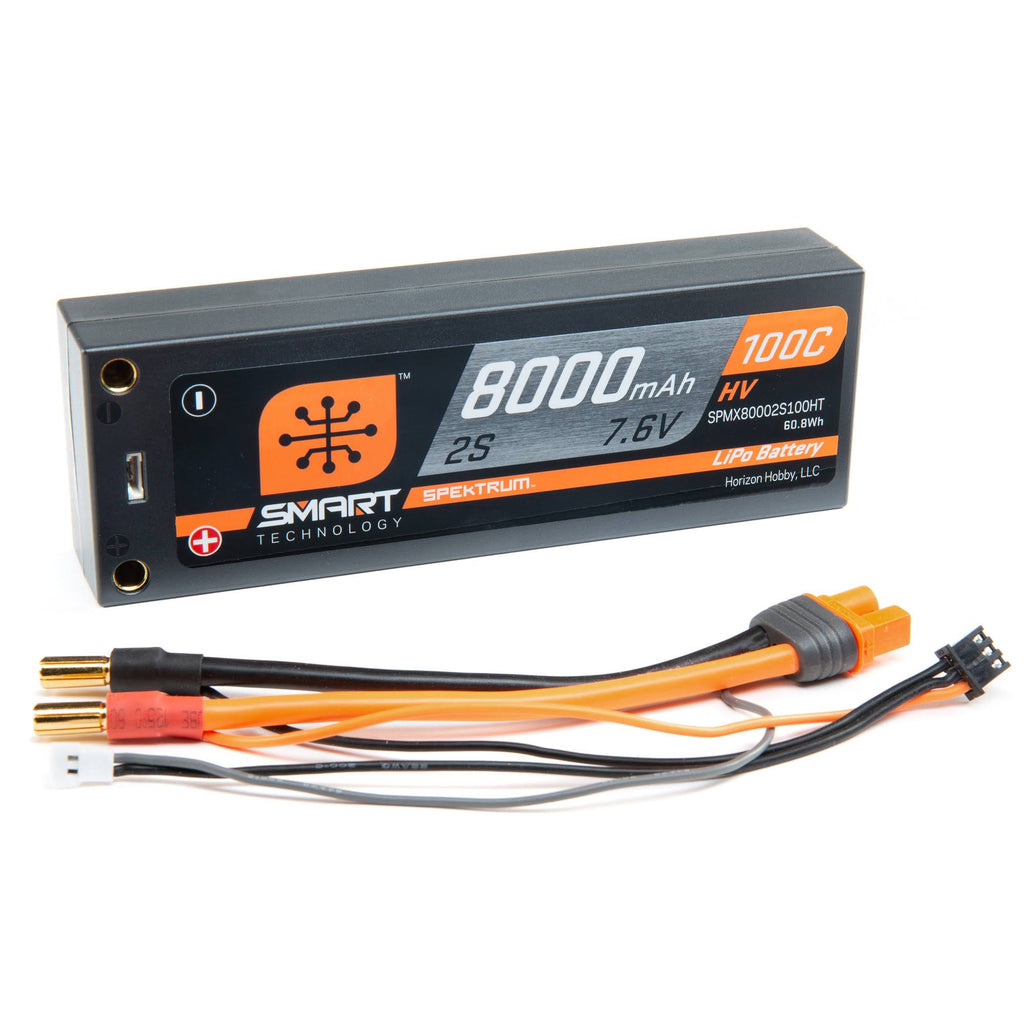 8000mAh 2S 7.6V 100C Smart HV Lipo Case 5mm Tubes H5276