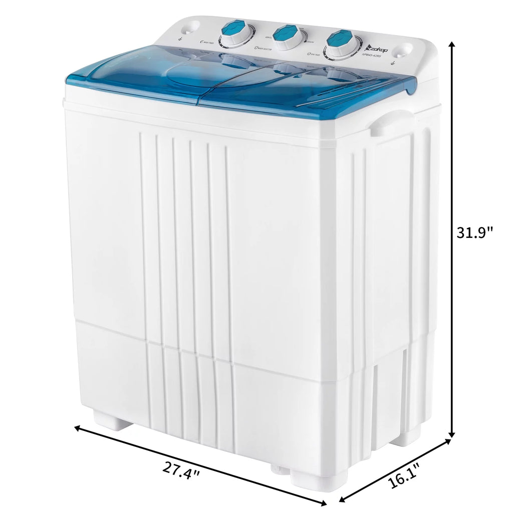 20LBS Portable Compact Twin Tub Washing Machine Washer Dryer, Blue Y7947