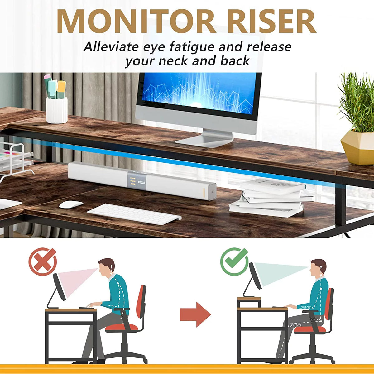 69" Reversible L Shaped Corner Computer Desk with Monitor Stand Z84010