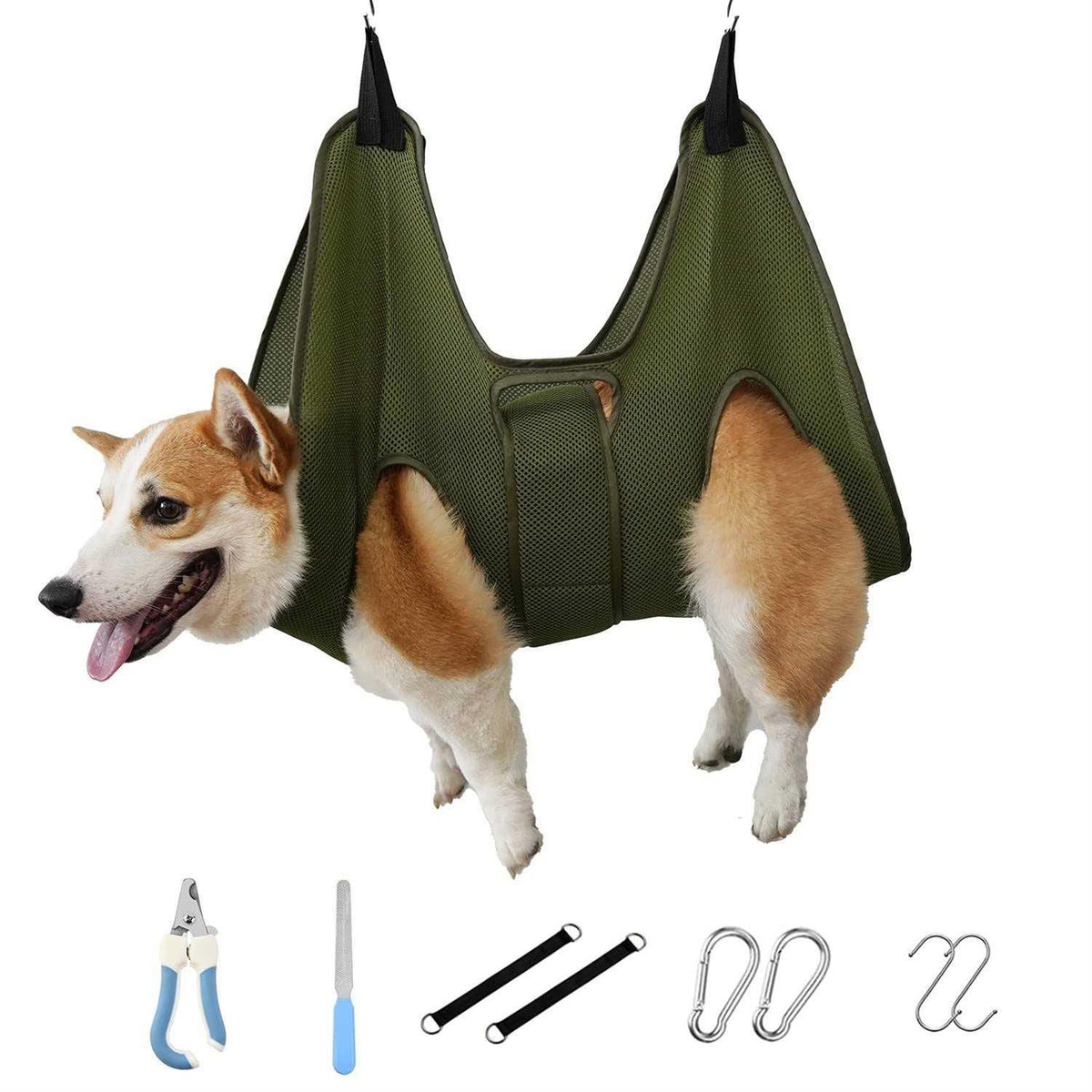 Pet Dog Grooming Hammock Harness with Nail Clippers J4934
