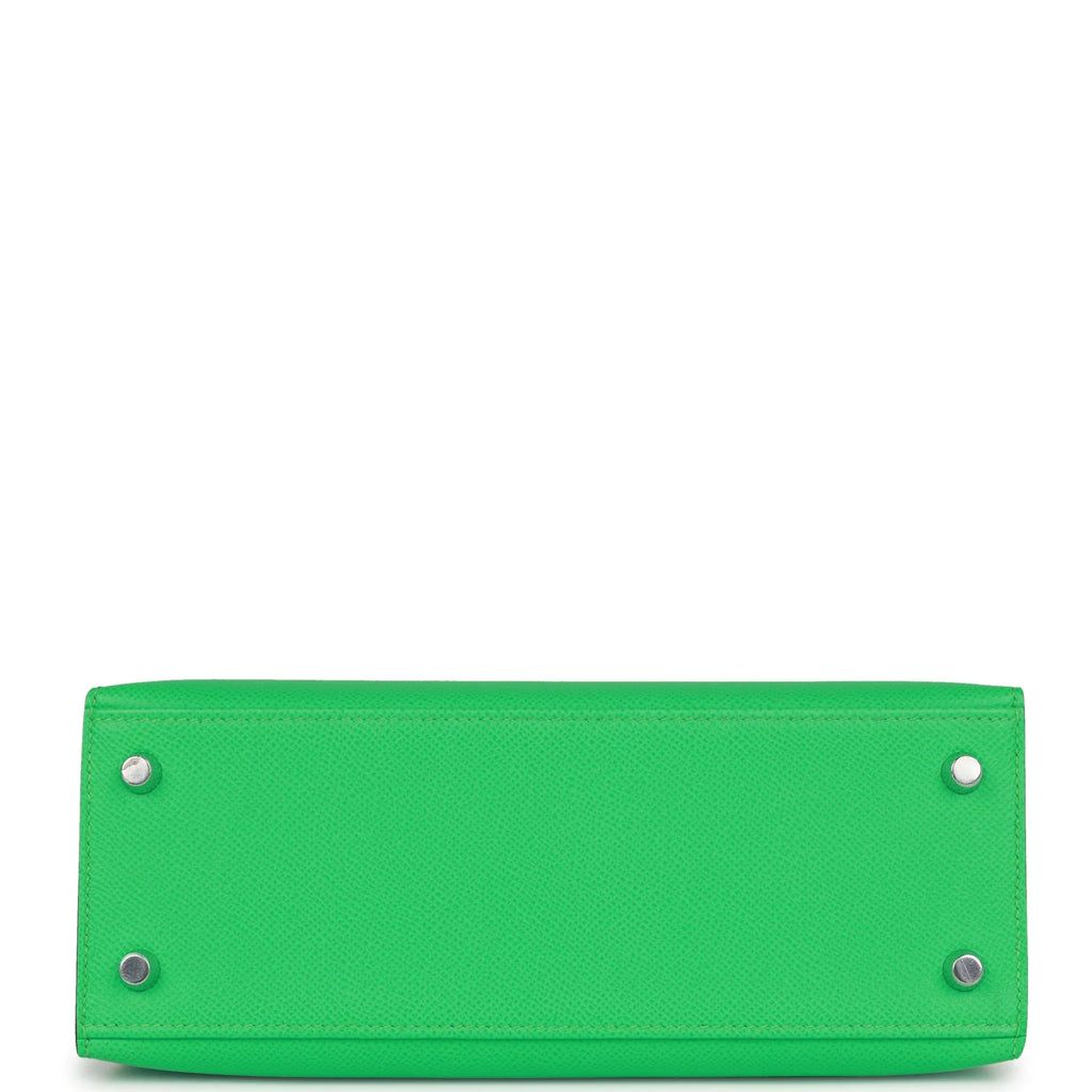 Kelly 25 Vert Comics Epsom Palladium Hardware Handbag E2720