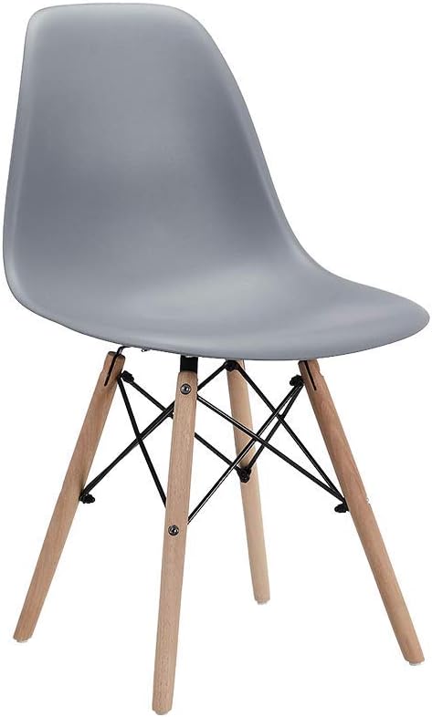 Beige Dining Chair with Natural Wood Legs, Set of 1 V290