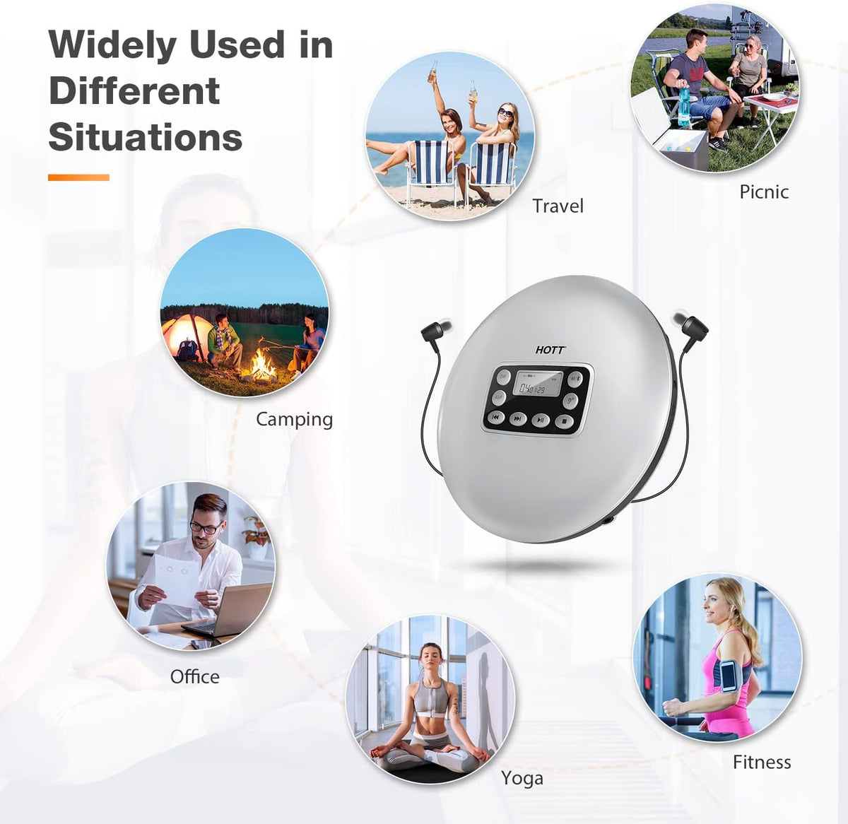 Portable CD Player with Bluetooth and Stereo Headphone U3675