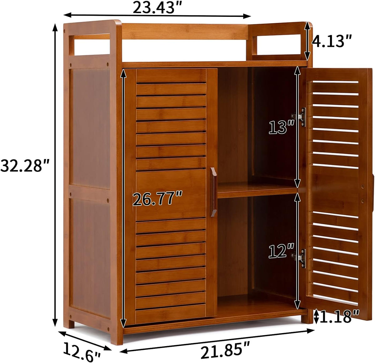 Bamboo Floor Storage Cabinet with 2 Doors Y597680