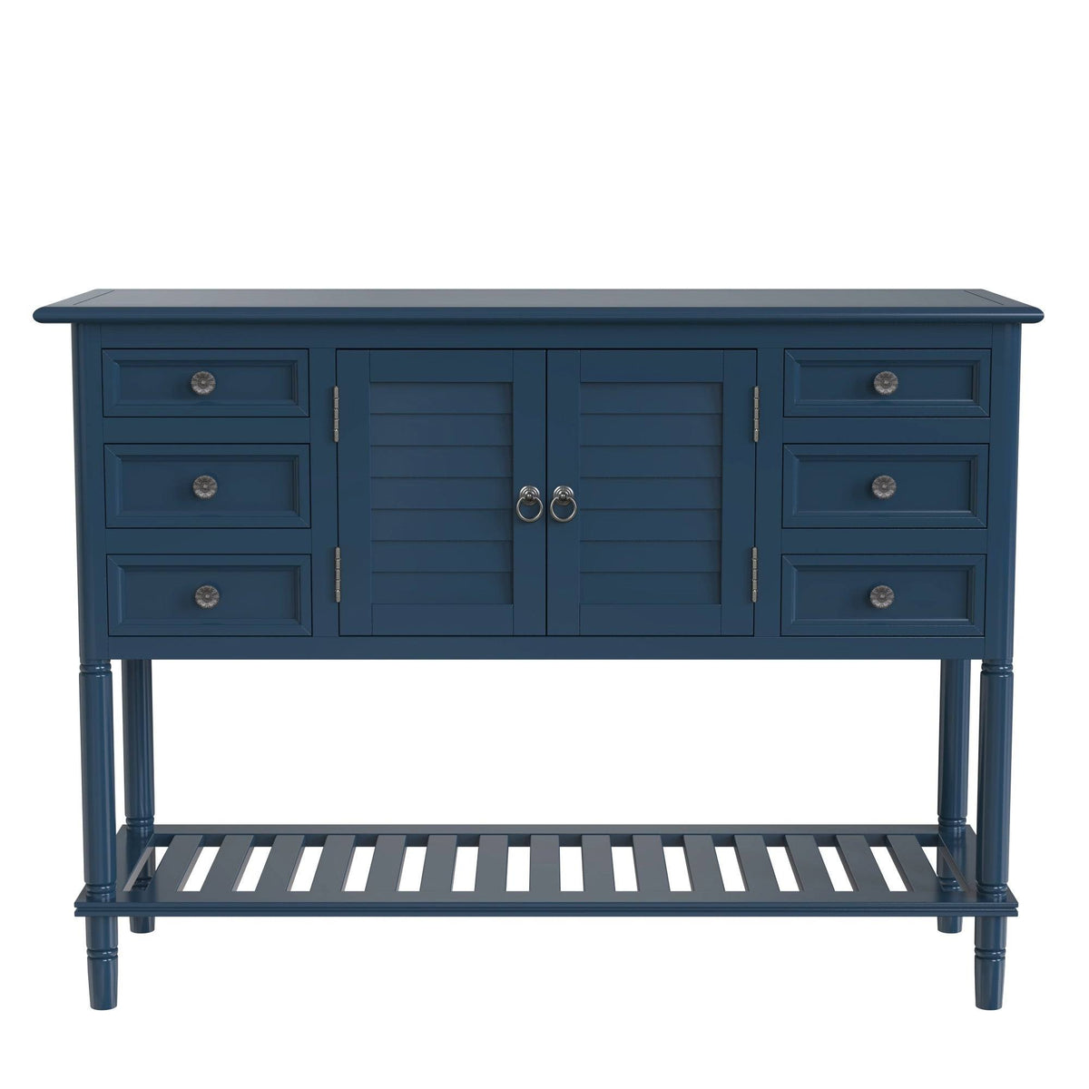 Green Console Table with 6 Drawers and Cabinet V242