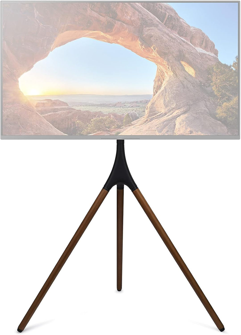 Matte Black & Walnut TV Floor Stand with Swivel A76548
