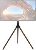 Matte Black & Walnut TV Floor Stand with Swivel A76548