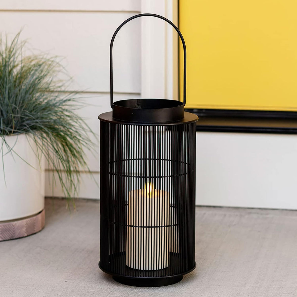 Black 12 Inch Flameless Candle Lantern U424