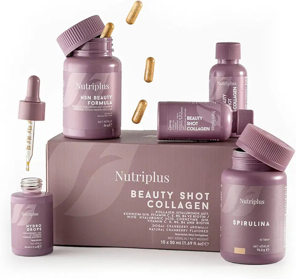 Anti-Aging Supplement Set with Collagen Drink, Hydro Drops, Spirulina M670735