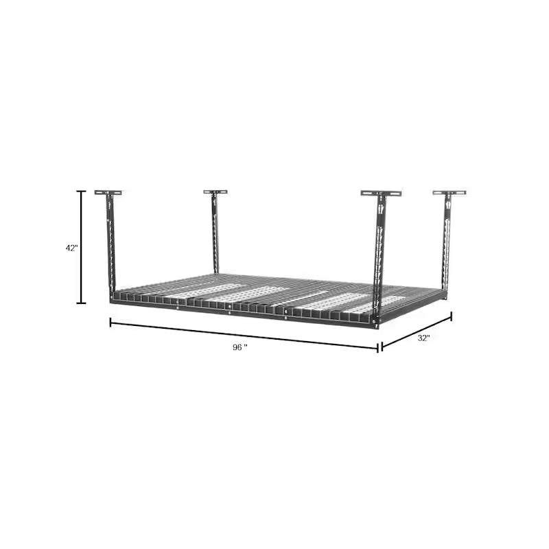 Adjustable Height Garage Overhead Ceiling Storage Rack in Black P639993