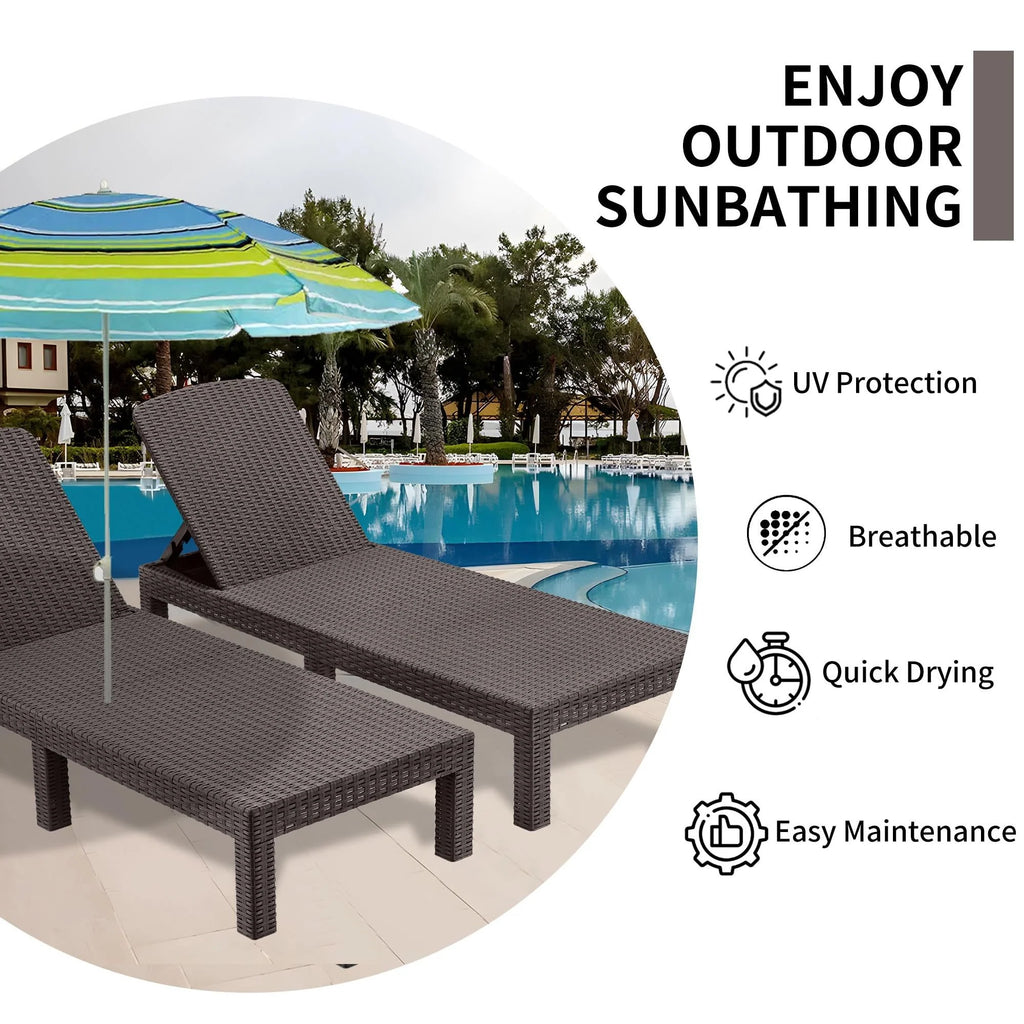 Chaise Lounge Set of 2 with 6 Backrest Angles and Canopy A3815