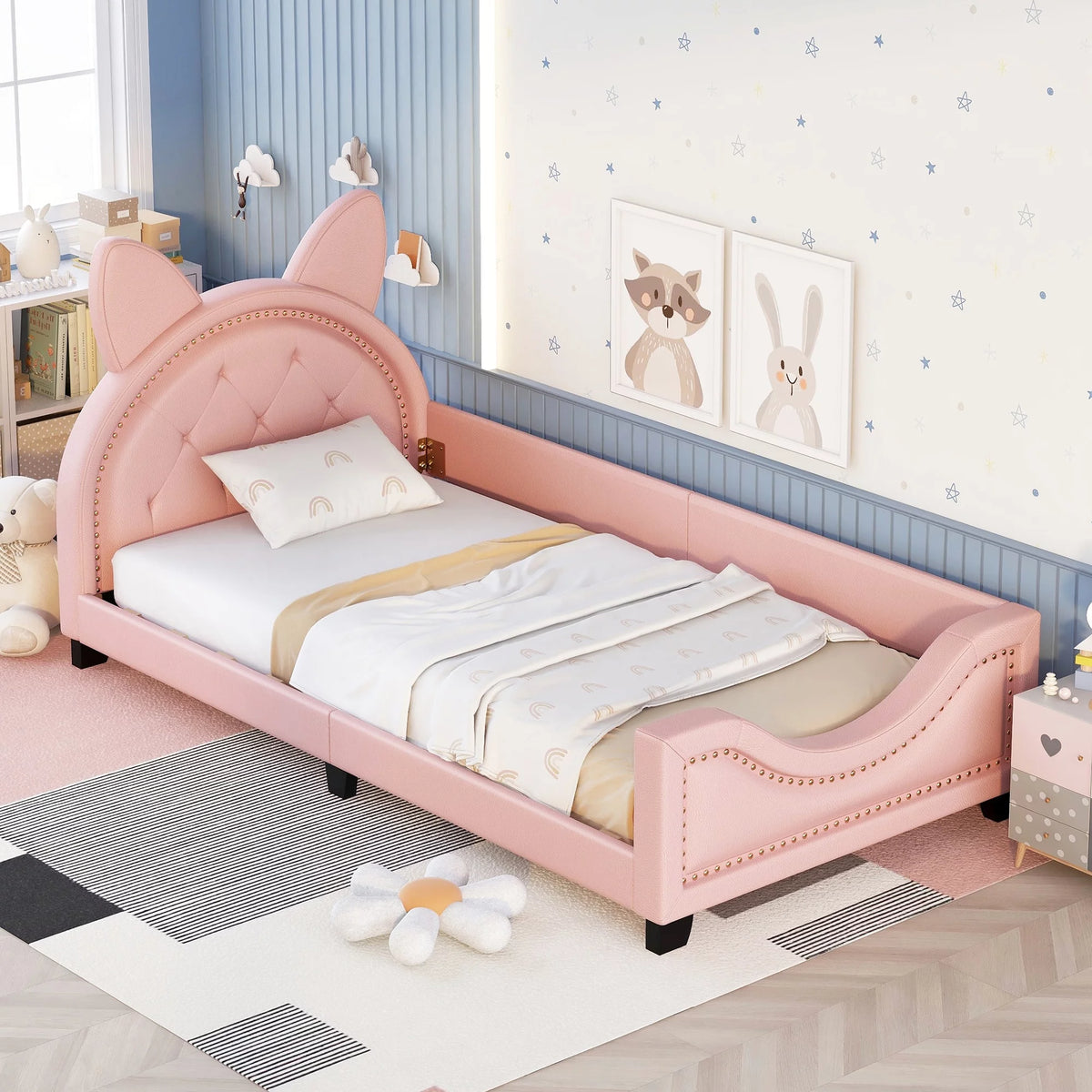 Pink Twin Size Upholstered Daybed with Headboard B902